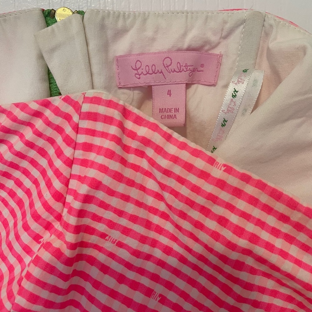 Lilly Pulitzer Lowe Dress Pink Gingham, size 4 - Picture 3 of 6